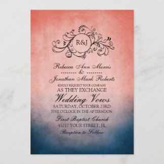Bohemische Hochzeitseinladung in rustikalem Blau u Einladung