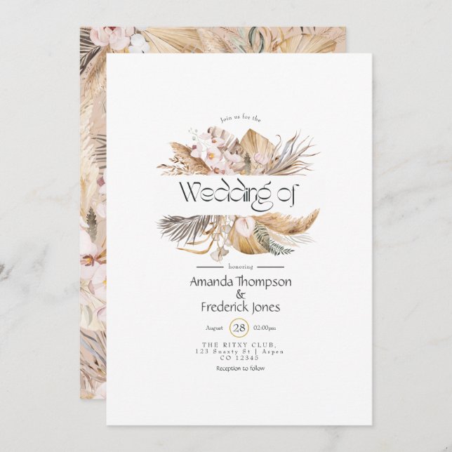 Bohemische Hochzeitsfeier Einladung (Vorne/Hinten)