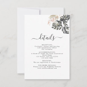 Bohemische Hochzeitskarte Tropical Floral Palm RSVP Karte
