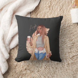 Bohemische Imitate Glitzer Girl Tan Haar Braun Ros Kissen