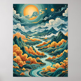 Bohemische Landschaft - Flüsse in der Stille Poster