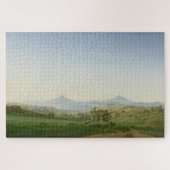 Bohemische Landschaft mit dem Milleschauer Berg Puzzle (Horizontal)