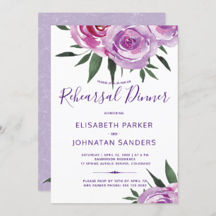 Bohemische lila rustikale Bauern Probe Abendessen Einladung