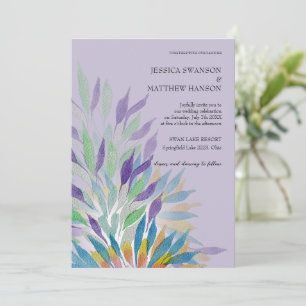 Bohemische Lilac Watercolor Blumenhochzeit Einladung