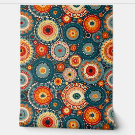 Bohemische Mandala Circles | Retro Folk Art Muster Tapete