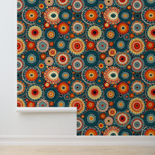 Bohemische Mandala Circles Retro Folk Art Muster Tapete