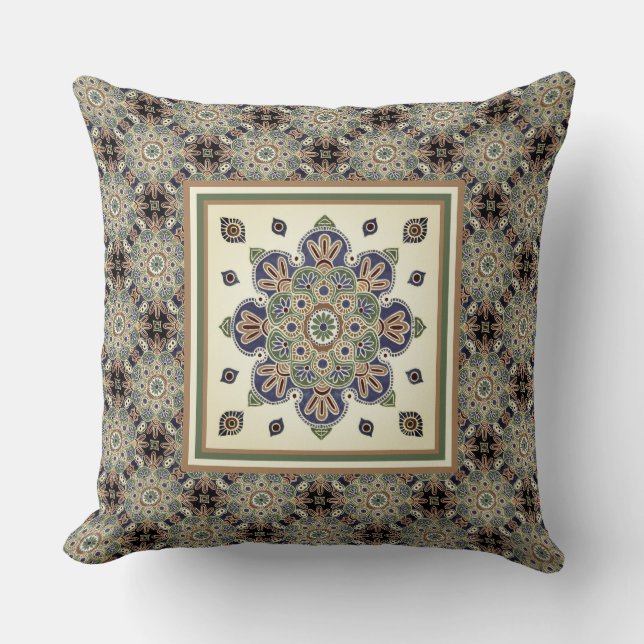 Bohemische Medallion Throw Kissen (Vorderseite)