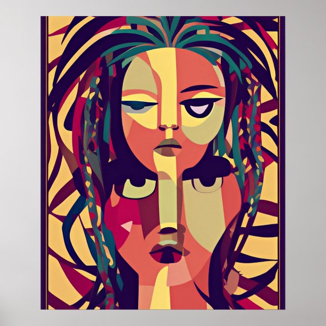 Bohemische Medusa, abstrakt modernes Portrait Poster (Vorne)