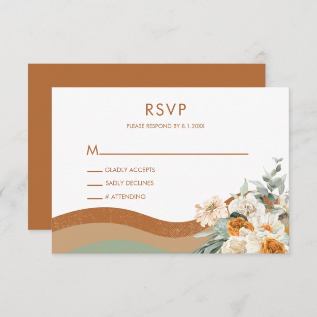 Bohemische Modern Earth Tones Terracotta RSVP Card Einladung (Vorne/Hinten)