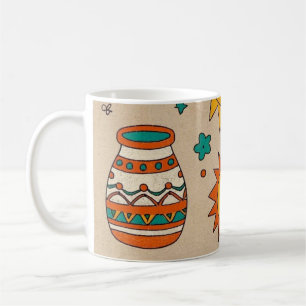 Bohemische Muster Handgezeichnet Sonnen, Monde Kaffeetasse