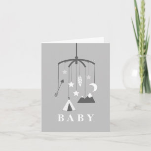 Bohemische neutrale Babydusche - Grau Karte