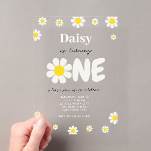 Bohemische Niedliche Blume Moderne Daisy 1. Geburt Acryleinladungen