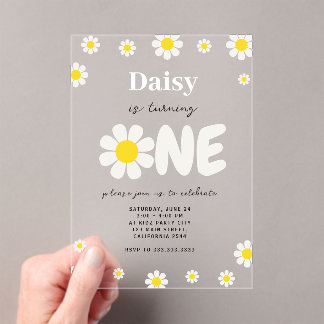 Bohemische Niedliche Moderne Daisy Blume 1. Geburt Acryleinladungen