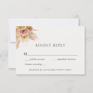 Bohemische Pampas-Gras-Hochzeitskarte Einladung