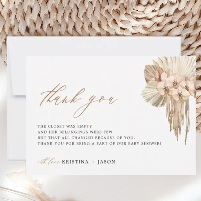 Bohemische Pampas Grass Baby Dusche Danke Karten (Von Creator hochgeladen)