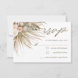 Bohemische Pampas Grass Earthy Tone Floral Wedding RSVP Karte