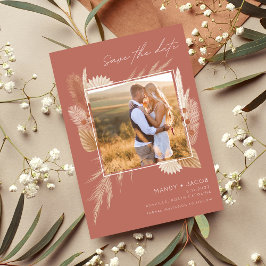 Bohemische Pampas Grass Foto Hochzeit Save The Date