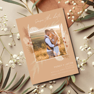 Bohemische Pampas Grass Foto Hochzeit Save The Date