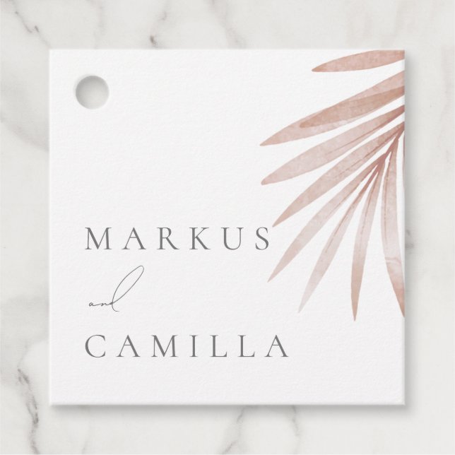 Bohemische Pampas-Grass-Hochzeit Geschenkanhänger (Vorderseite)