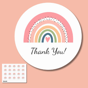 Bohemische Pastel Rainbow mit Herz Vielen Dank Runder Aufkleber