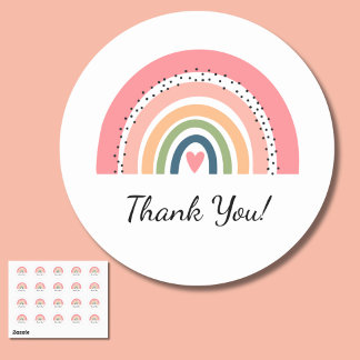 Bohemische Pastel Rainbow mit Herz Vielen Dank Runder Aufkleber