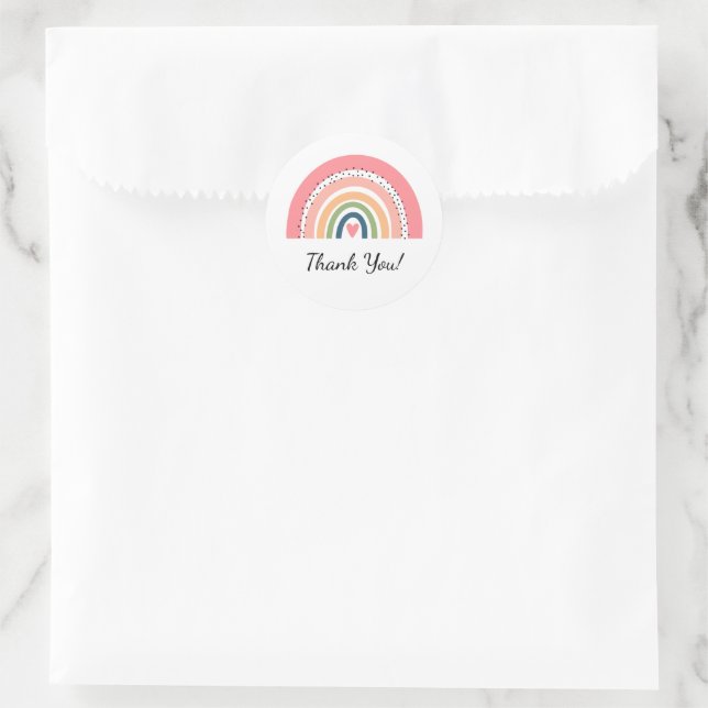 Bohemische Pastel Rainbow mit Herz Vielen Dank Runder Aufkleber (Tasche)