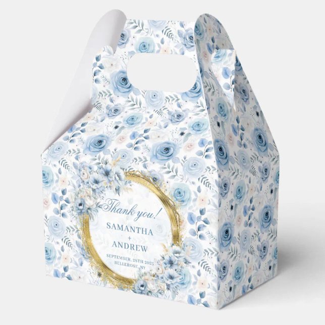 Bohemische Pastellblauer Hochzeit in der Luft Geschenkschachtel (Aerial Romantic Bohemian Pastel Blue Gold Wedding Favor Boxes)