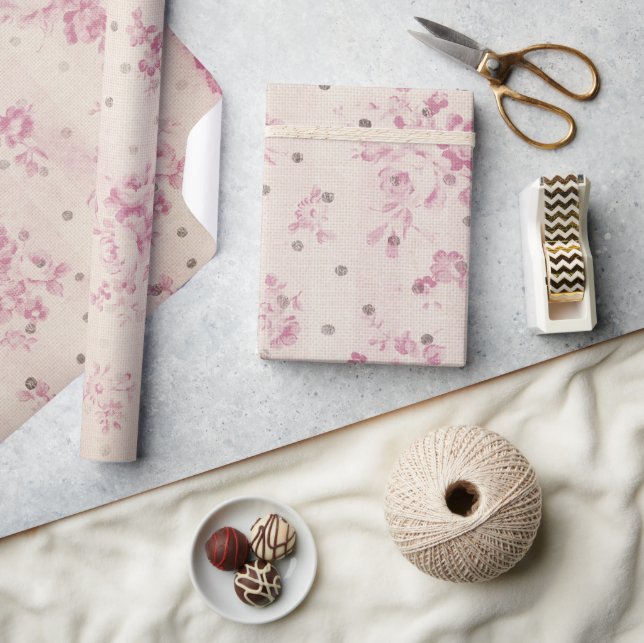 Bohemische Pastellrosa Streifen Geschenkpapier (Kunsthandwerk)