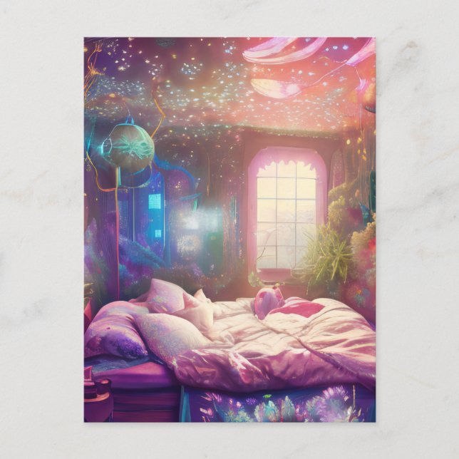 Bohemische Pflanze Lounge Schlafzimmer Postkarte (Vorderseite)