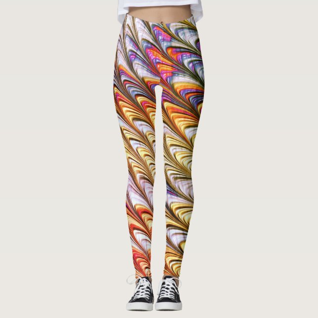 Bohemische psychedelische Farbwellen Abstrakte Kun Leggings (Vorderseite)