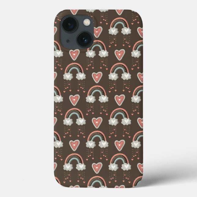 Bohemische Regenbogen & Herz - Erdbraun 2 Case-Mate iPhone Hülle (Rückseite)