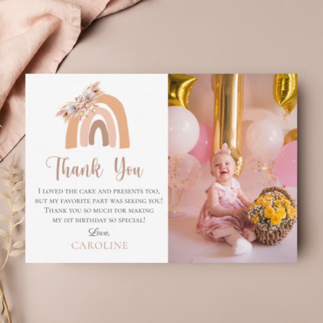 Bohemische Regenbogenpastete zum ersten Geburtstag Dankeskarte (Von Creator hochgeladen)