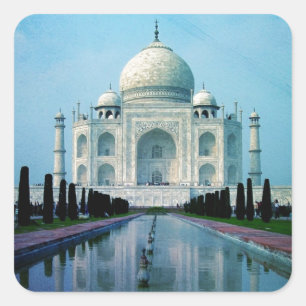 Bohemische Reise Indien Agra Vintages Taj Mahal Quadratischer Aufkleber