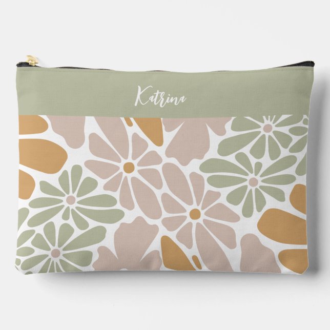 Bohemische Retro Groovy-Blume Zubehörtasche (Vorderseite)