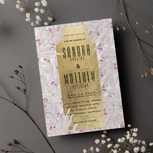 Bohemische Rosa-Orchideenhochzeit Einladung