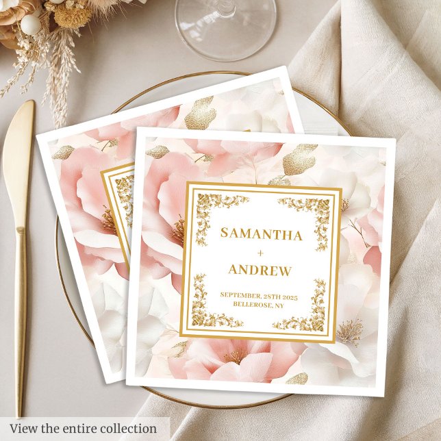 Bohemische, rosafarbene Hochzeitsnapkins Serviette (Bohemian dusty pink watercolor wedding napkins)