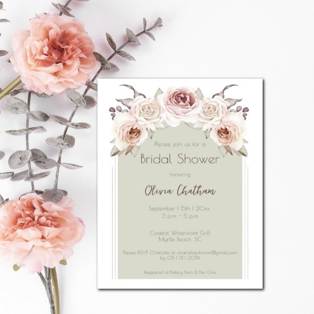 Bohemische Rose Brautparty Einladung (Bohemian Rose Arch Bridal Shower Invitation)