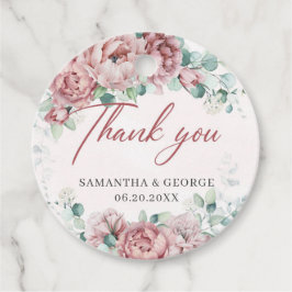 Bohemische Rose Eukalyptus-Goldrahmhochzeit Geschenkanhänger