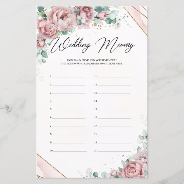 Bohemische Rose Eukalyptusgold Hochzeitserinnerung (Vorderseite)