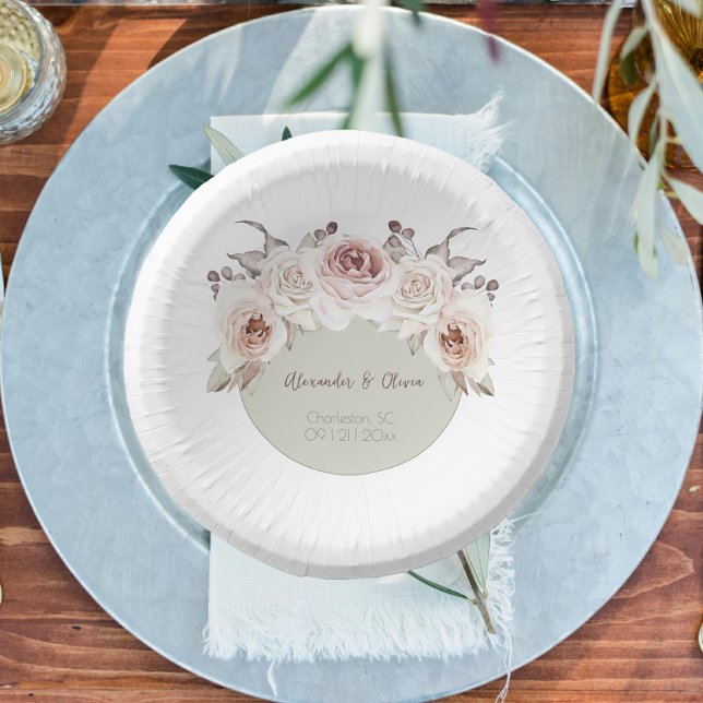 Bohemische Rose Pappteller (Bohemian Rose Wedding Paper Bowls)