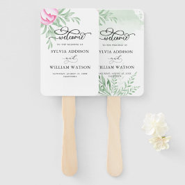 Bohemische Rose Pink Gold Blumengrün Hochzeit Fächer