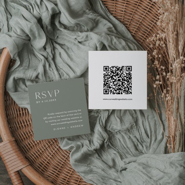 BOHEMISCHE RSVP-Karte SAGE, QR-Code einfügen Begleitkarte (Von Creator hochgeladen)