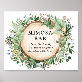 Bohemische Rustikale Grüne Mimosa Bar Wedding Poster
