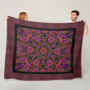Bohemische schwarze Taglilie Gemustert gemütlich Fleecedecke