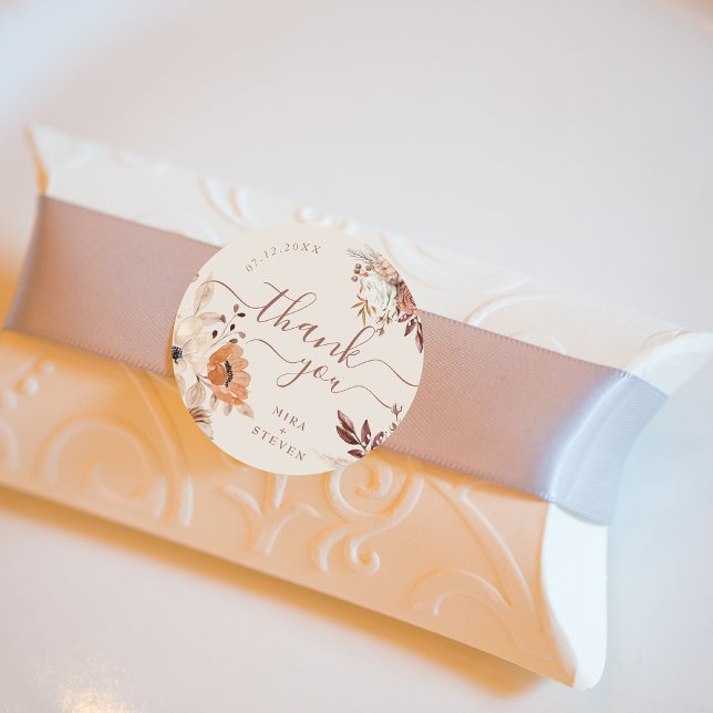 Bohemische skurrile Hochzeit im Herbst danke Runder Aufkleber (Von Creator hochgeladen)