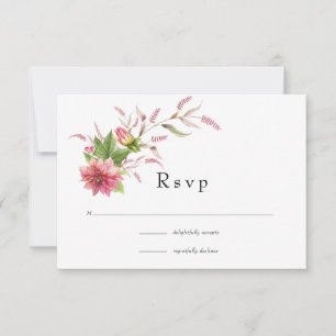 Bohemische Sonnenhochzeit und Hochzeit mit Burgund RSVP Karte