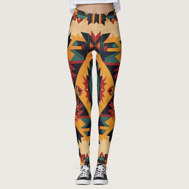 Bohemische Stammeskunst Leggings (Vorderseite)