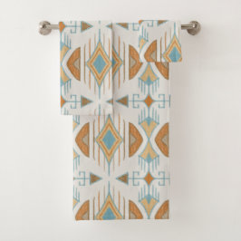 Bohemische Stammespfeile, Aprikose, Türkis, Rost Badhandtuch Set
