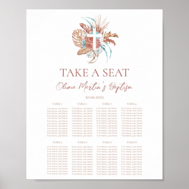 Bohemische Taufe Boho Christening Seating Chart 3 Poster (Vorne)