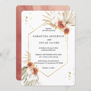 Bohemische Terracotta, getrocknet Palmblättern und Einladung